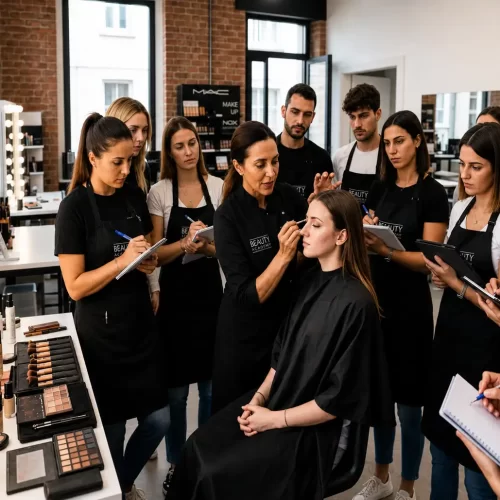 Professionista del beauty durante un percorso di formazione e progettazione di un nuovo centro estetico con il supporto di Capp
