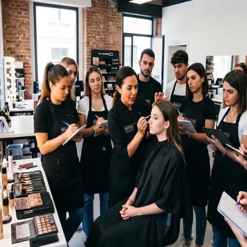 Professionista del beauty durante un percorso di formazione e progettazione di un nuovo centro estetico con il supporto di Capp Group